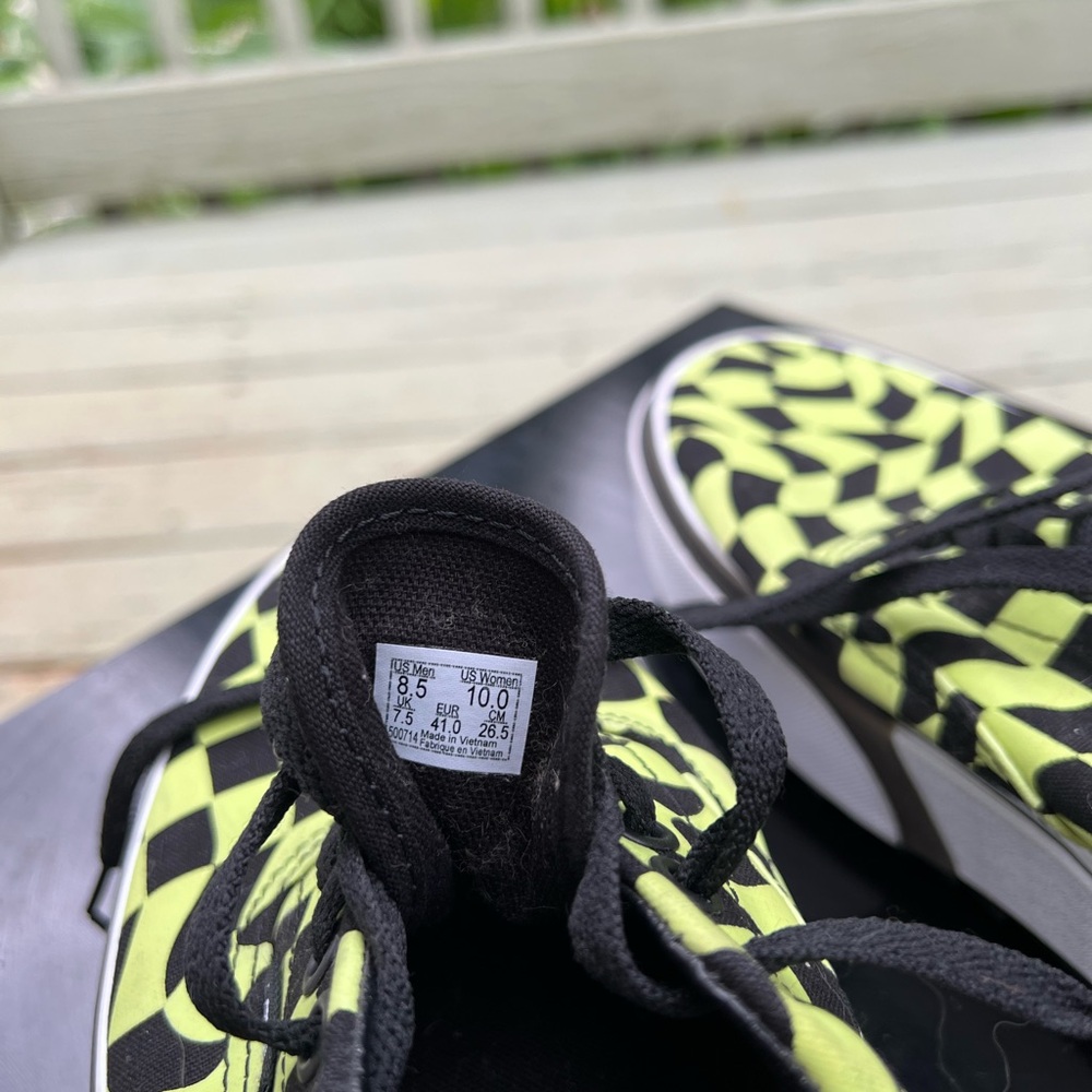 Vans Black and Yellow/green Checkered platform Sneakers - Picture 2 of 6